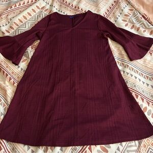 Women’s apt 9 Burgundy Flare Sleeve Dress medium